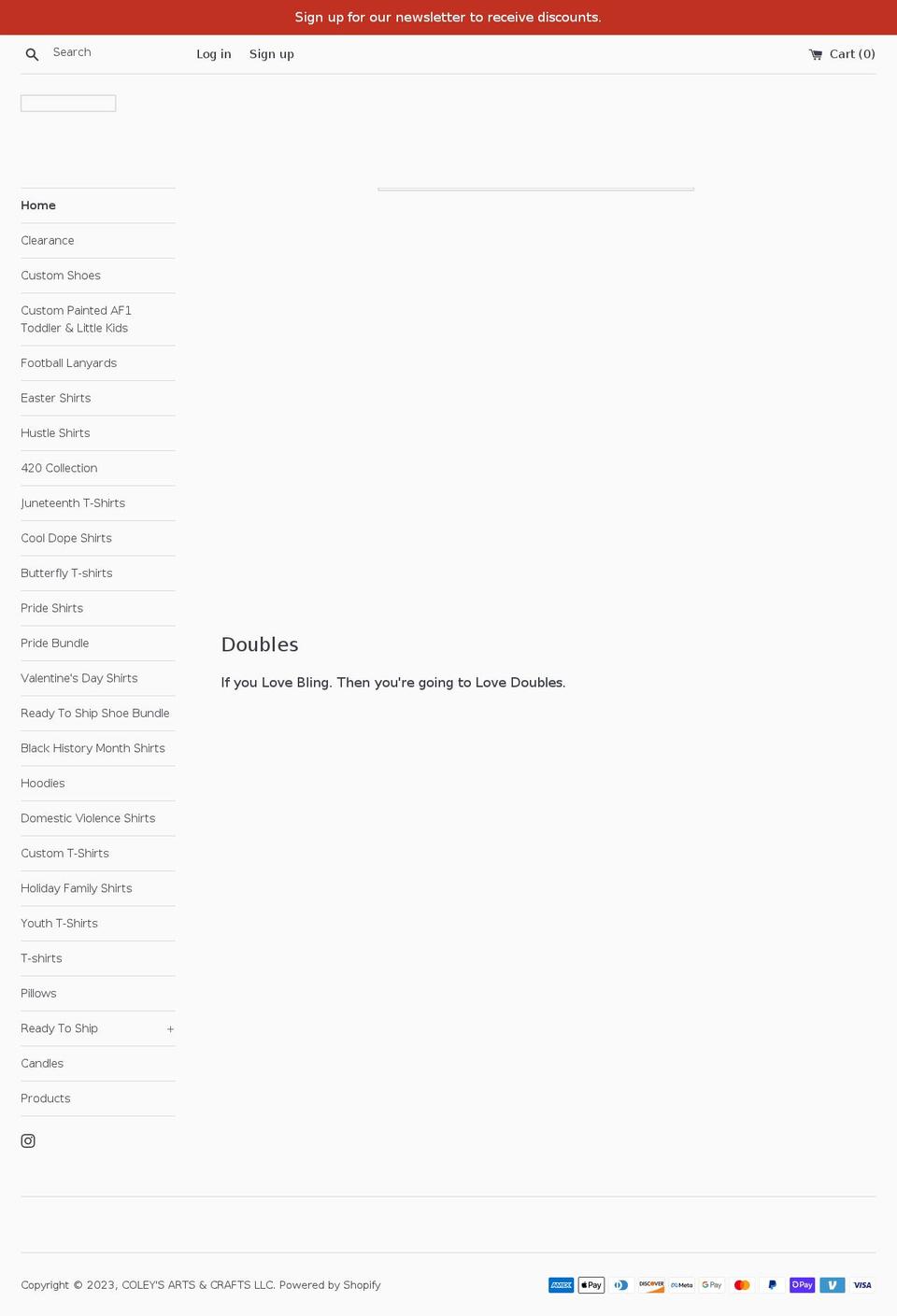 coleysartsandcrafts.com shopify website screenshot