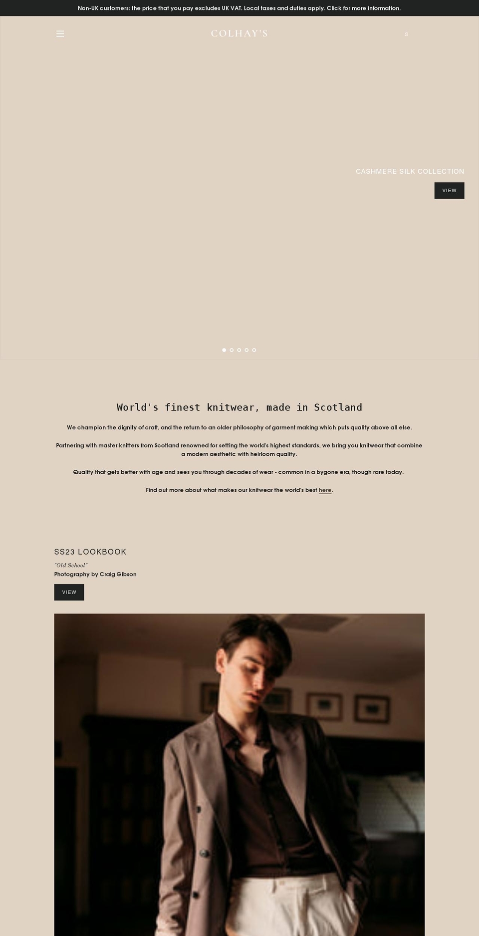 colhays.com shopify website screenshot