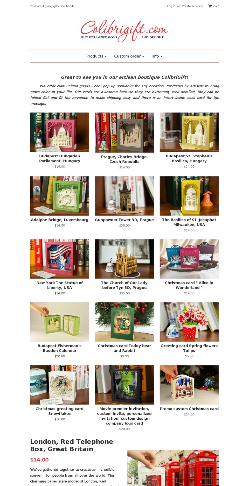 colibrigift.com shopify website screenshot