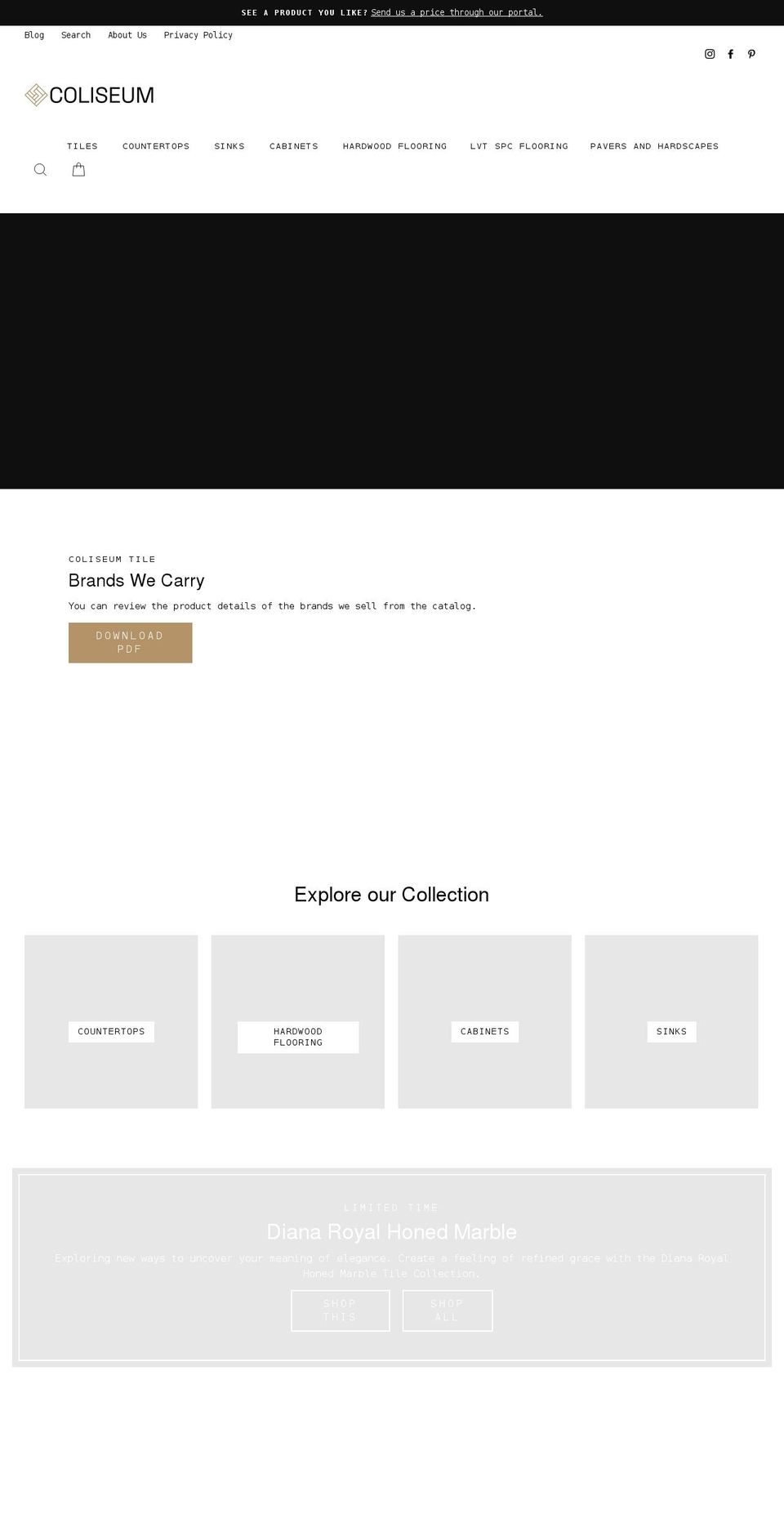 coliseumtile.com shopify website screenshot