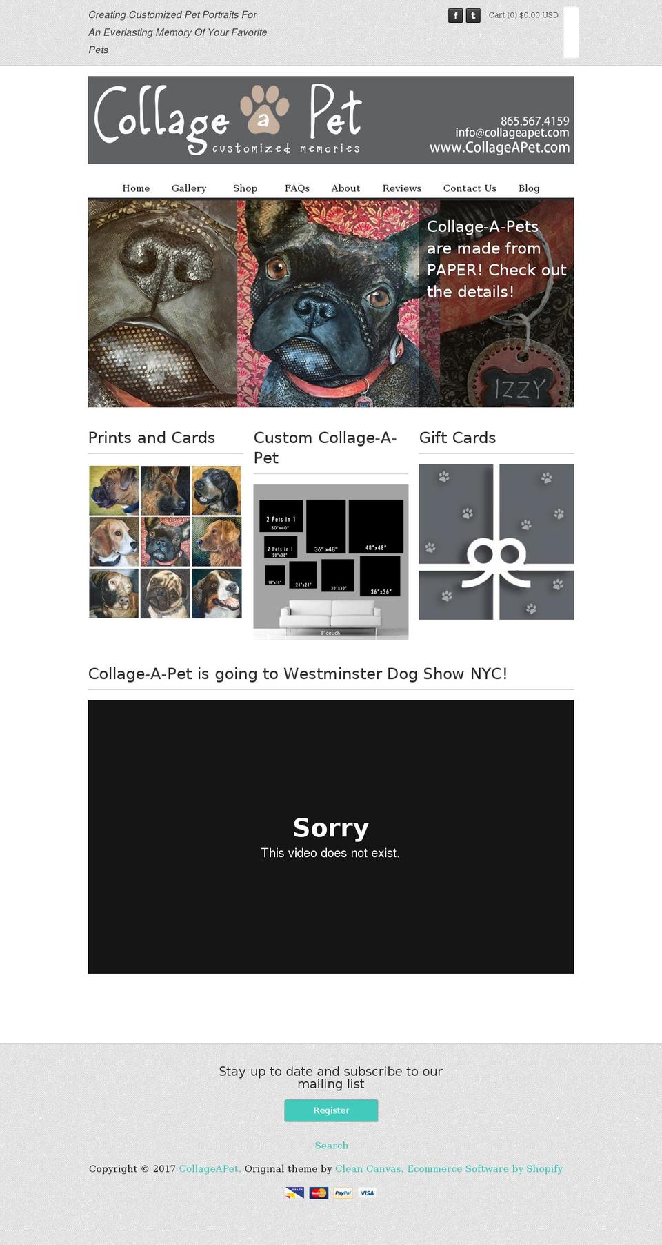collageapet.net shopify website screenshot