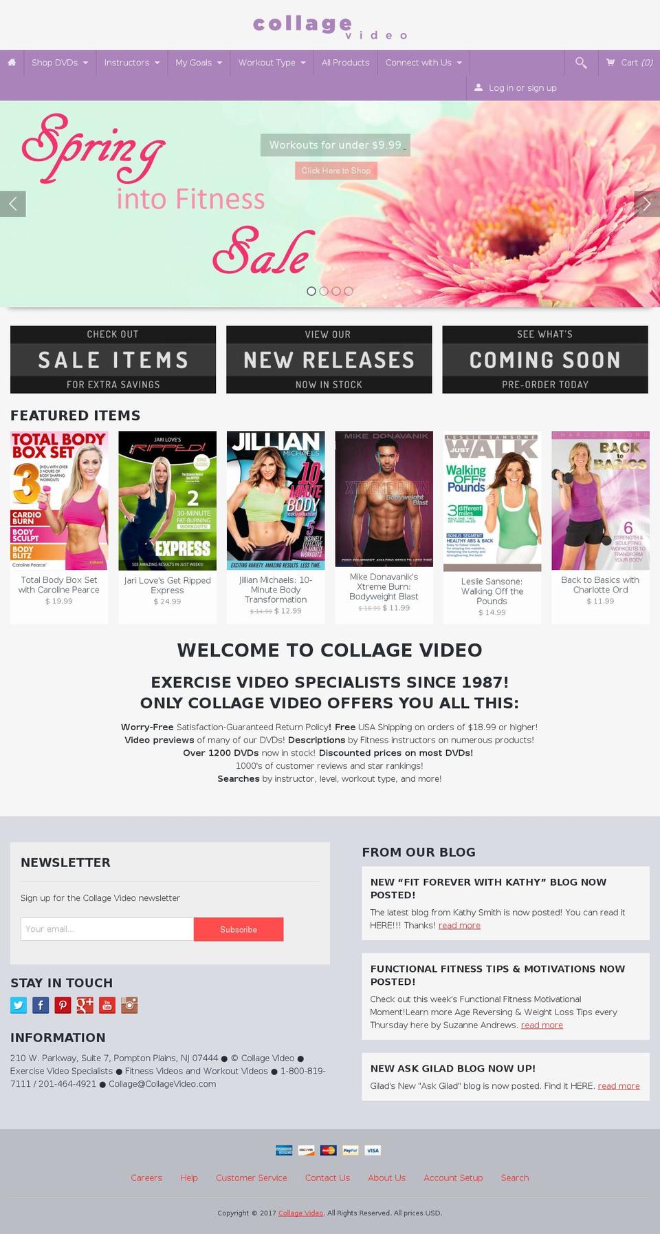 Fluid Shopify theme site example collagefitnesstv.com