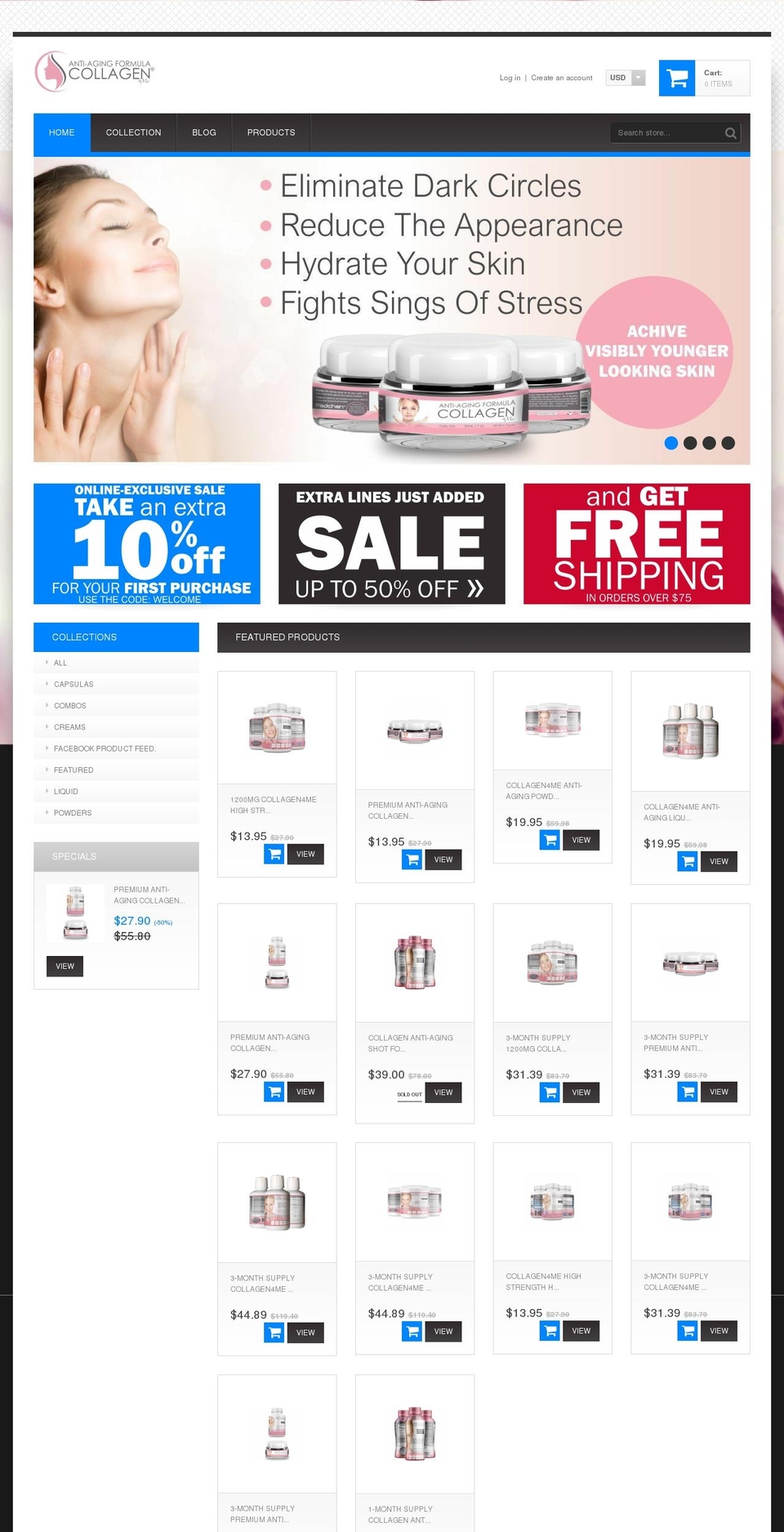 theme008 Shopify theme site example collagen4me.com