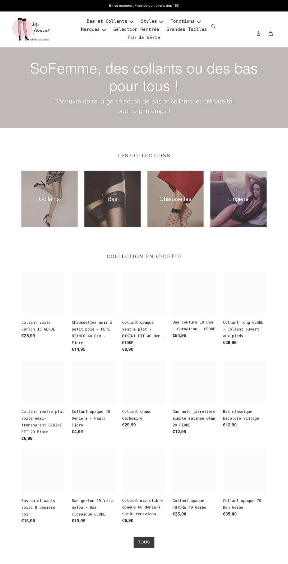 collantsofemme.com shopify website screenshot
