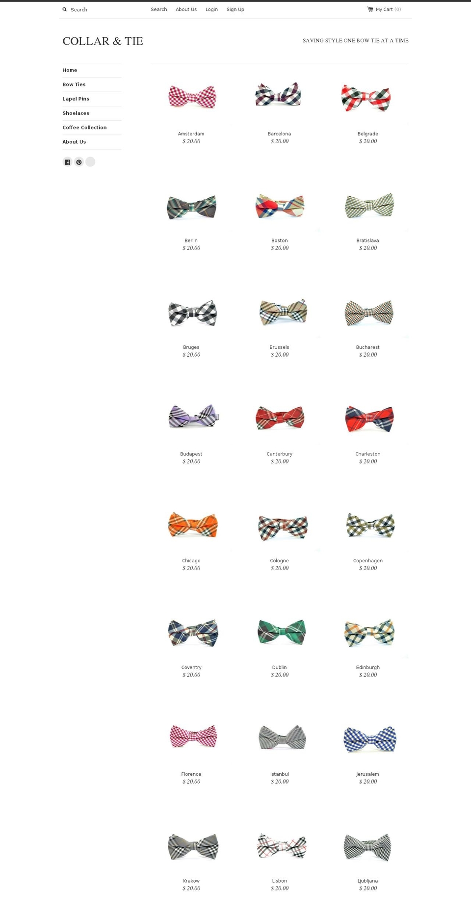 collarandtieshop.com — Shopify storefront screenshot