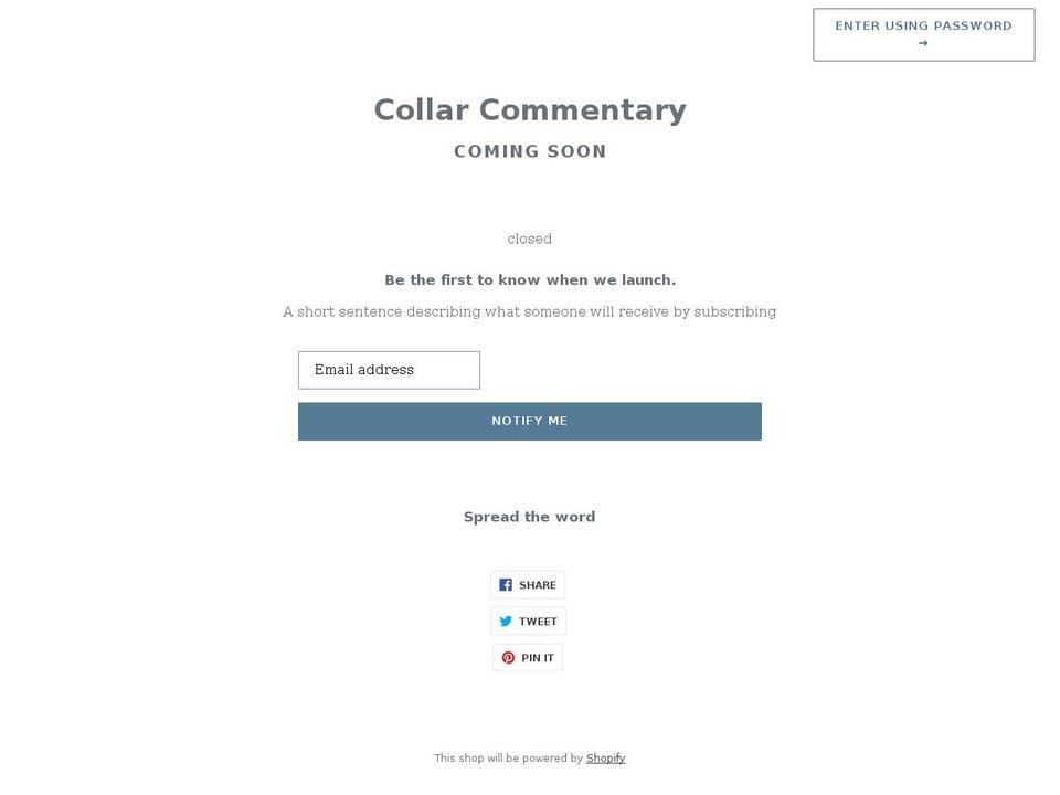 collarcommentary.com shopify website screenshot