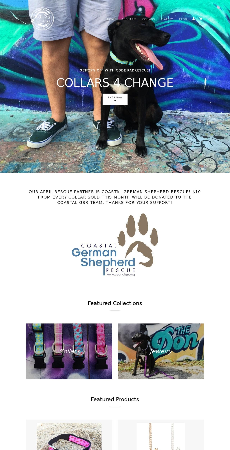 collars4change.com shopify website screenshot