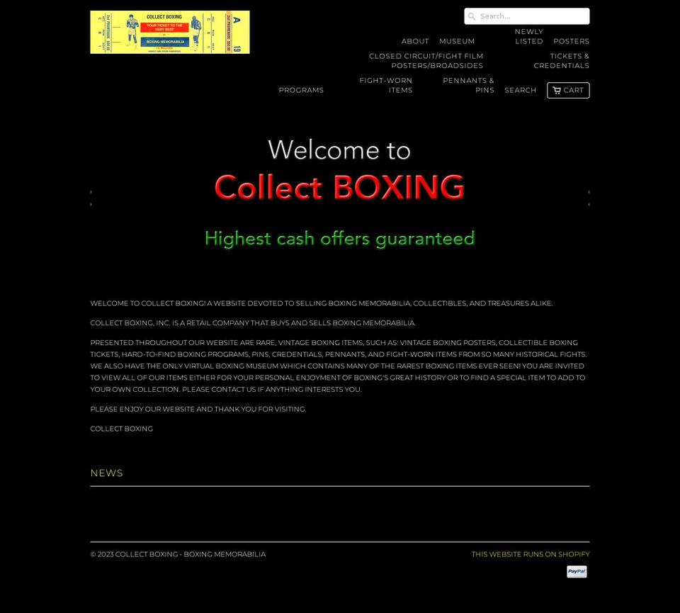 collect-boxing.myshopify.com shopify website screenshot