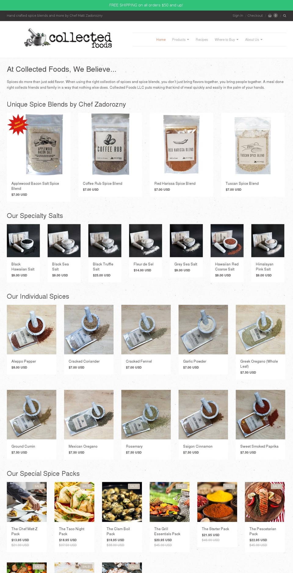collectedfoods.com — Shopify storefront screenshot
