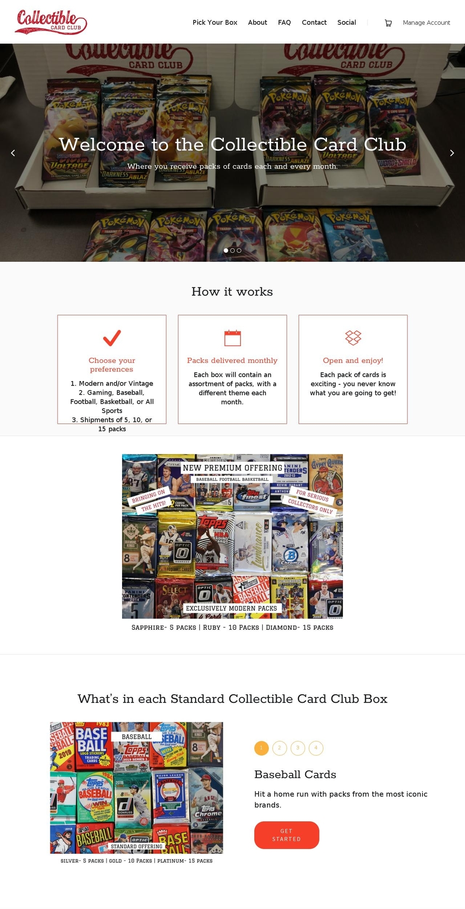 collectiblecardclub.com shopify website screenshot