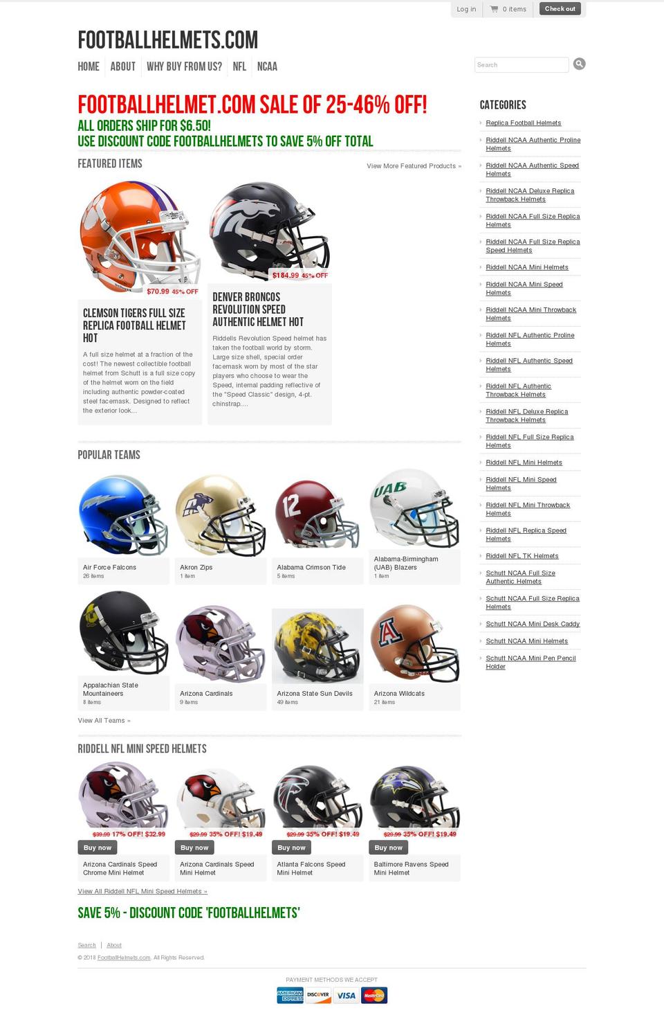 collectiblehelmets.com — Shopify storefront screenshot