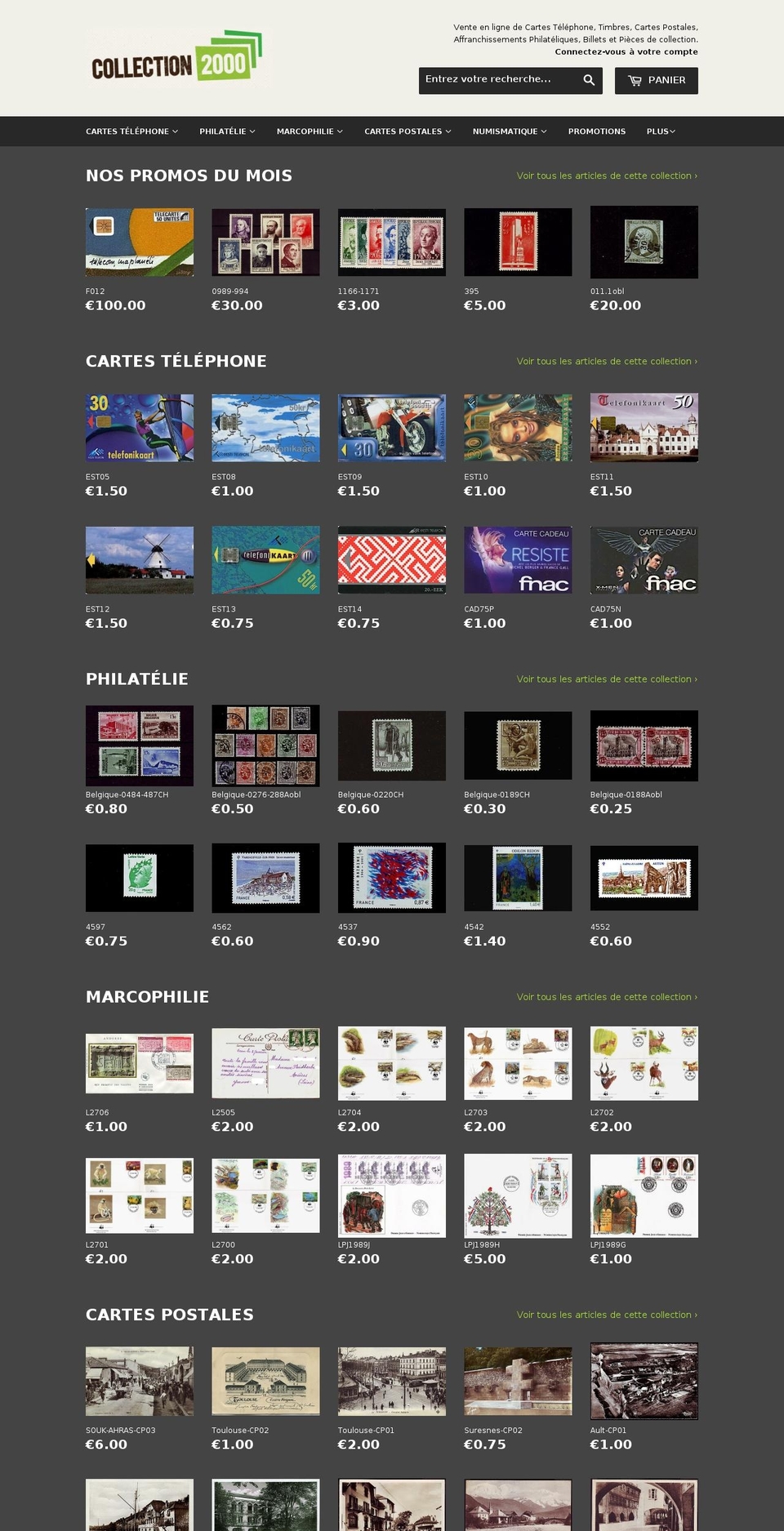 collection2000.fr shopify website screenshot