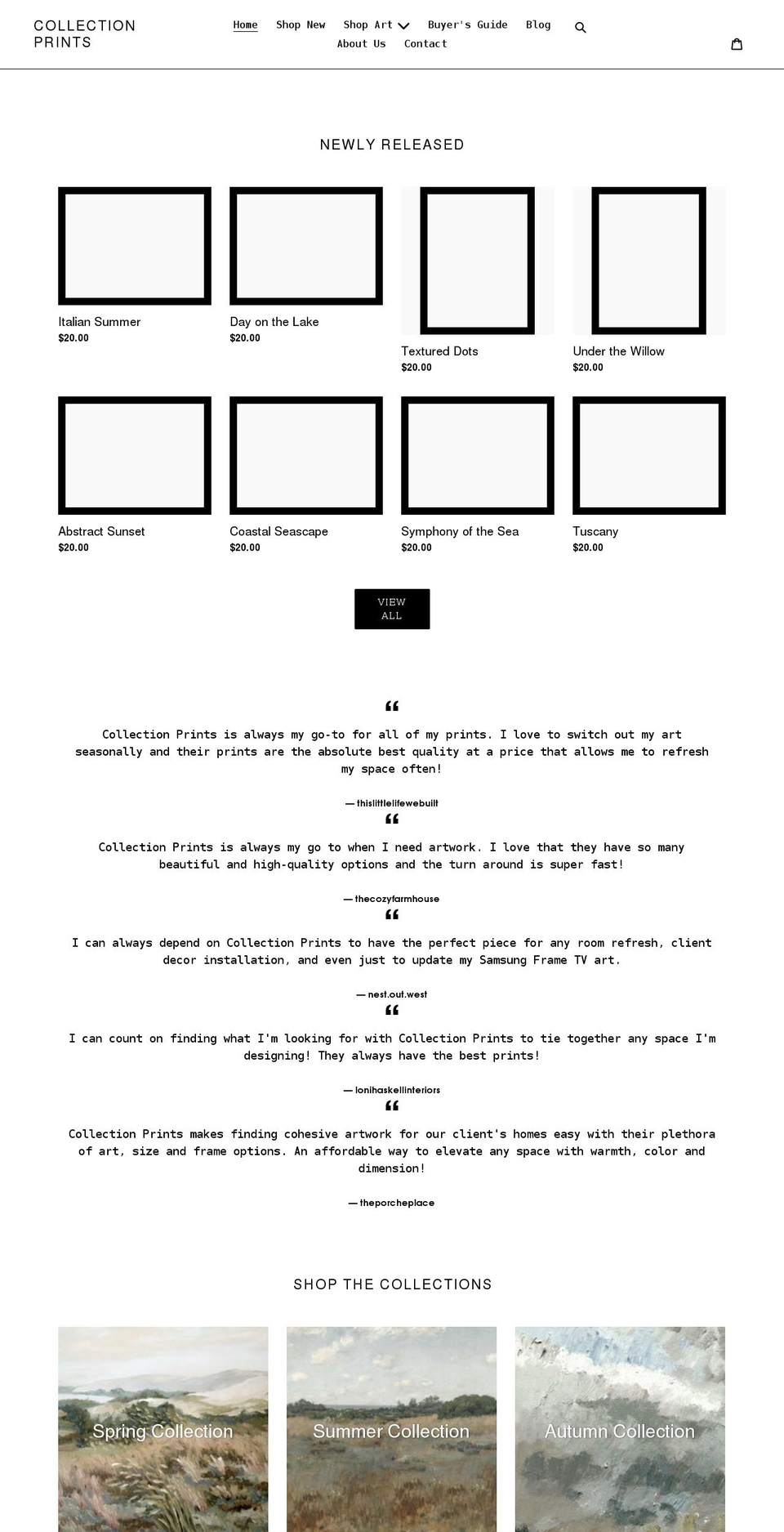 collectionprints.com shopify website screenshot