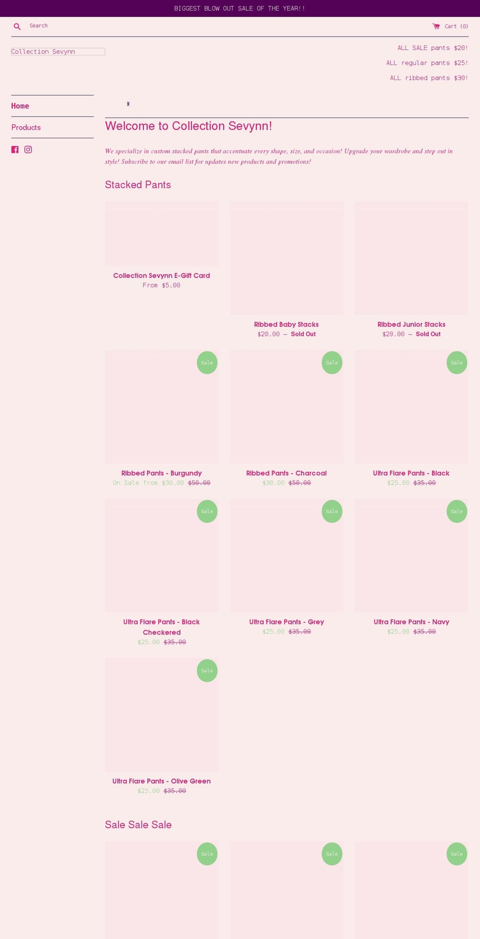 collectionsevynn.com shopify website screenshot