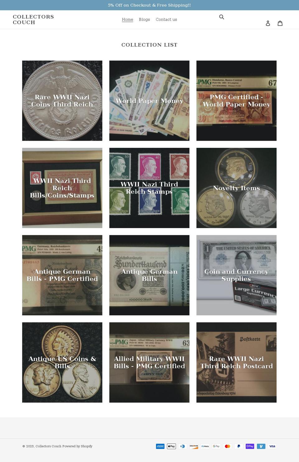 collectorscouch.com shopify website screenshot