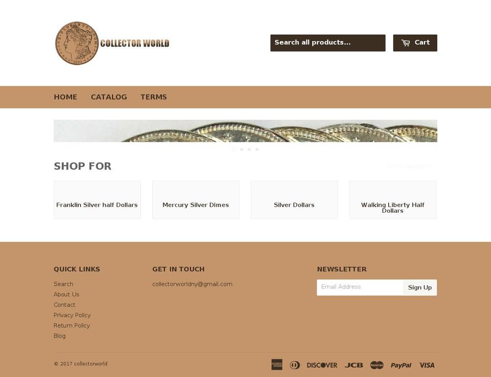 collectorworldcoins.com shopify website screenshot