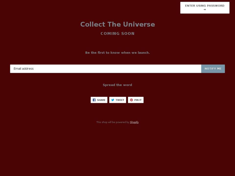 collecttheuniverse.com — Shopify storefront screenshot
