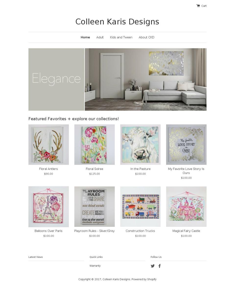 colleenkarisdesigns.com shopify website screenshot