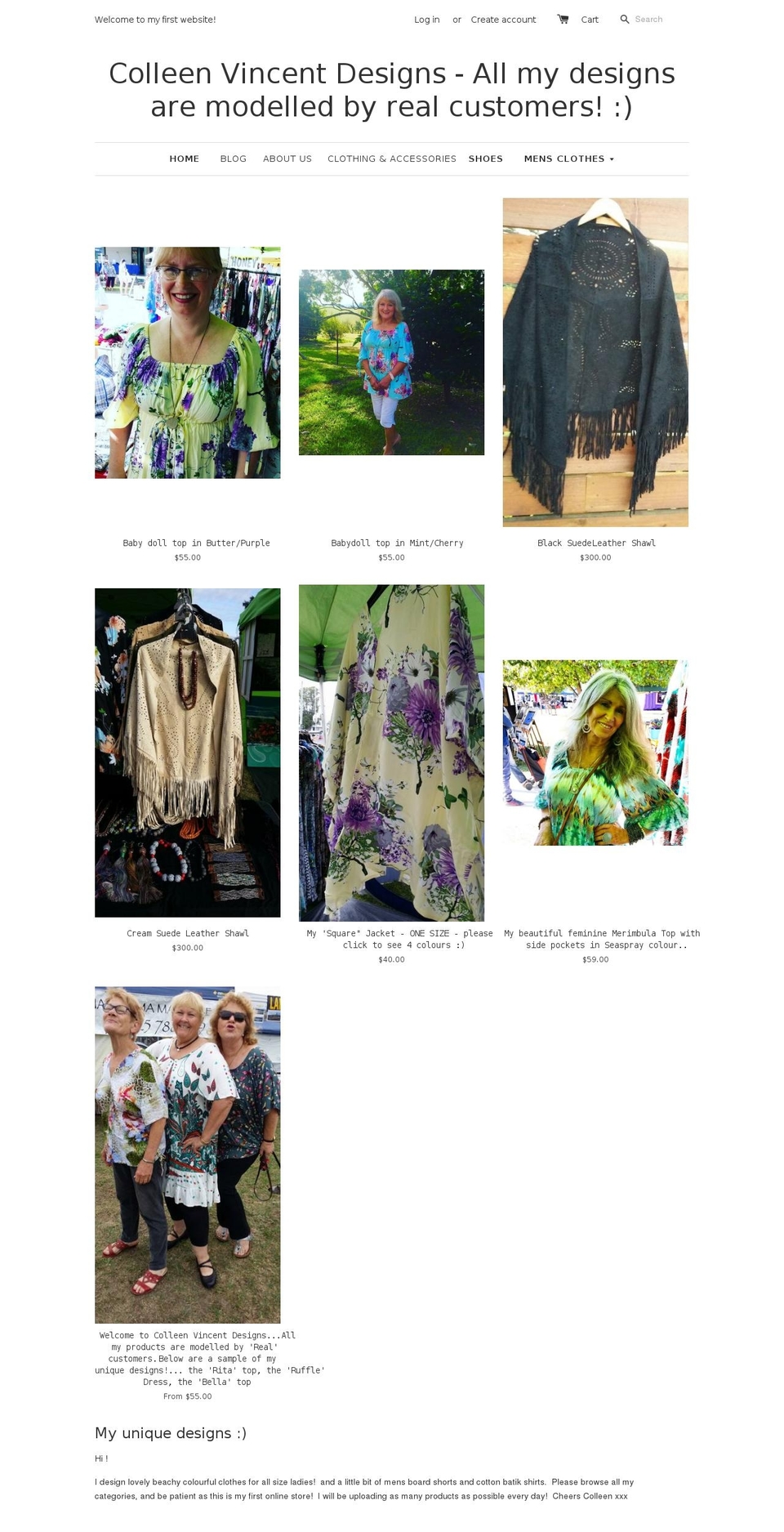 colleenvincent.com shopify website screenshot