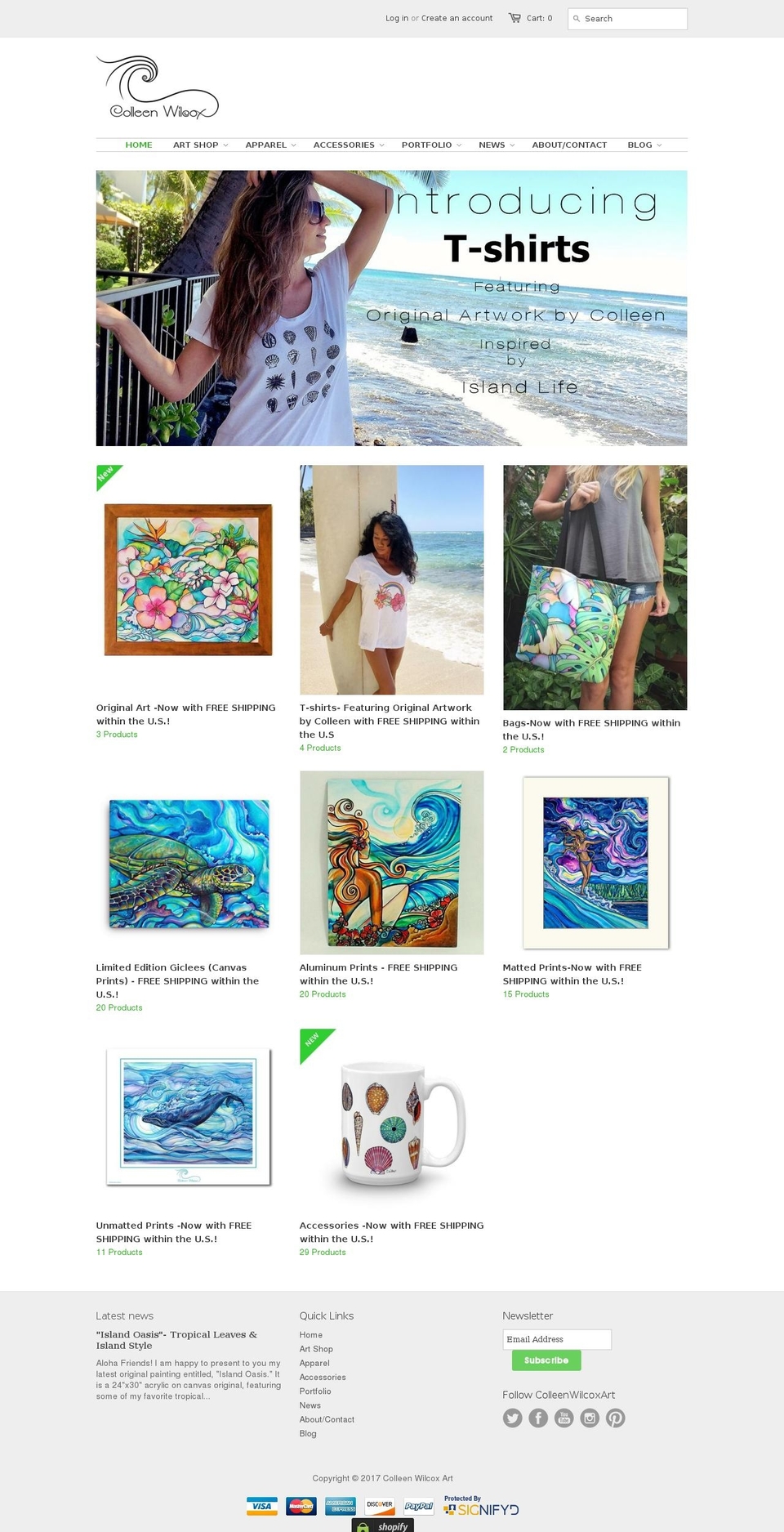 colleenwilcoxart.com shopify website screenshot