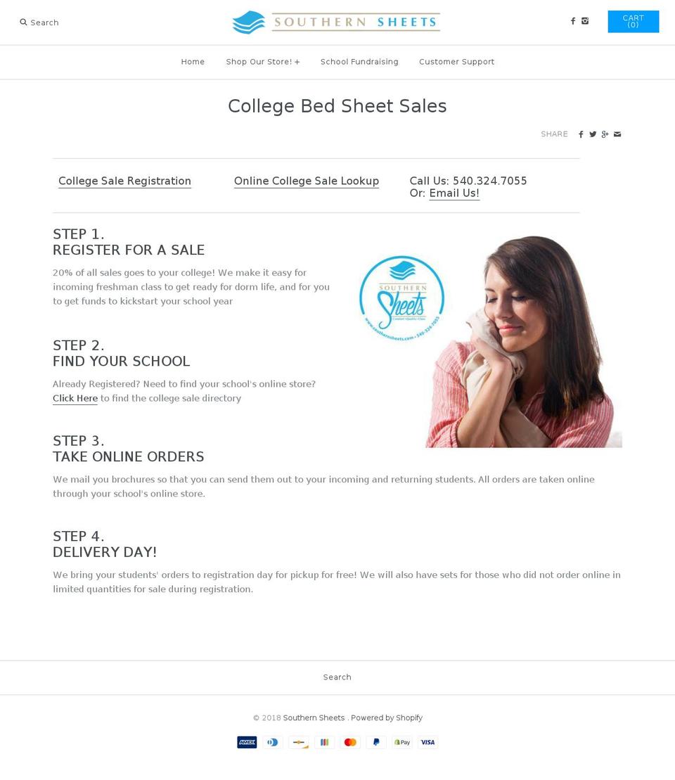 collegebedsheets.com — Shopify storefront screenshot