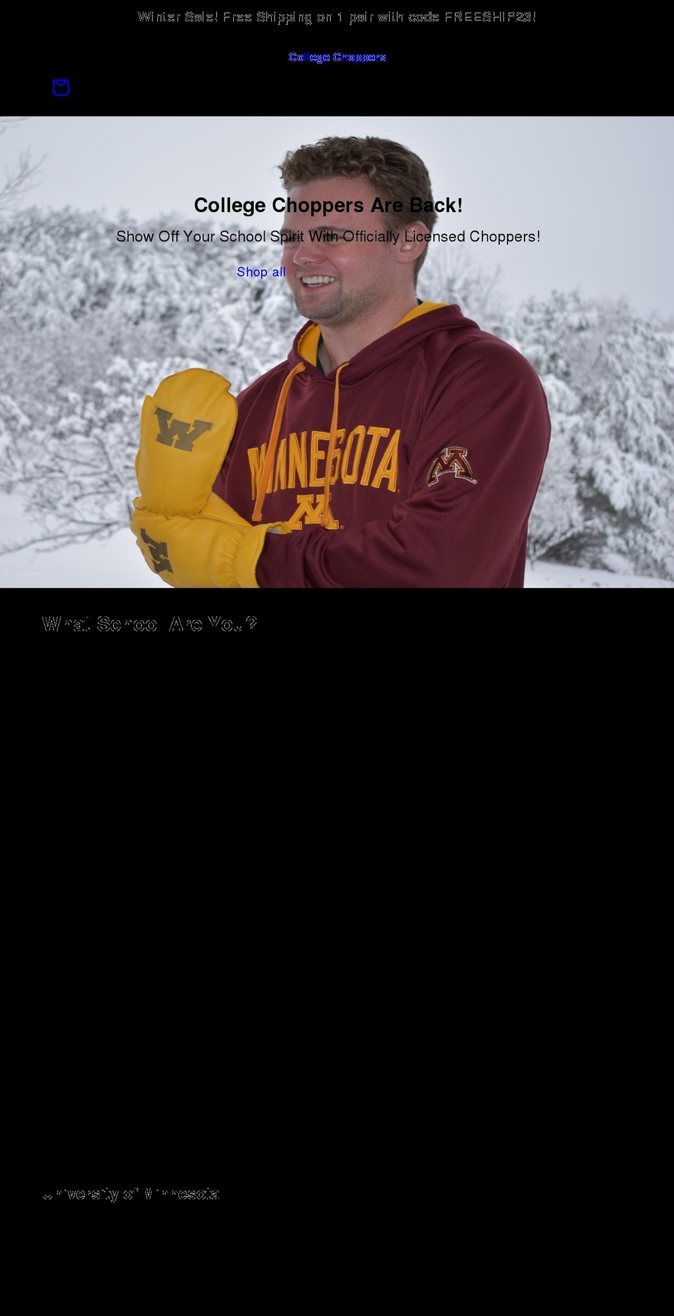 collegechoppers.com shopify website screenshot