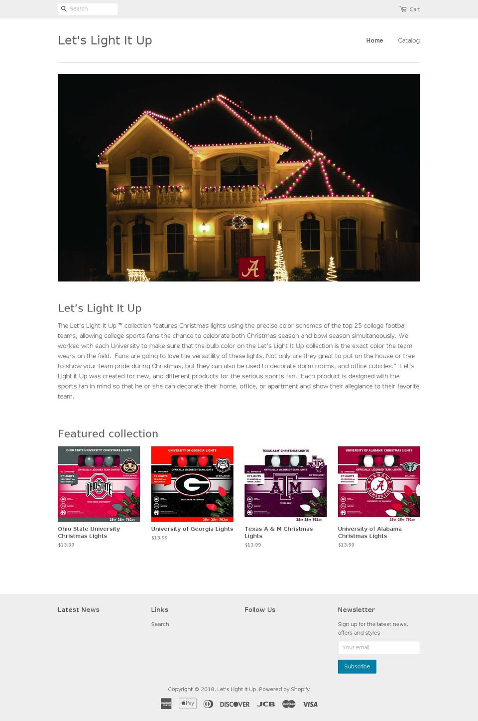 collegechristmaslights.com — Shopify storefront screenshot