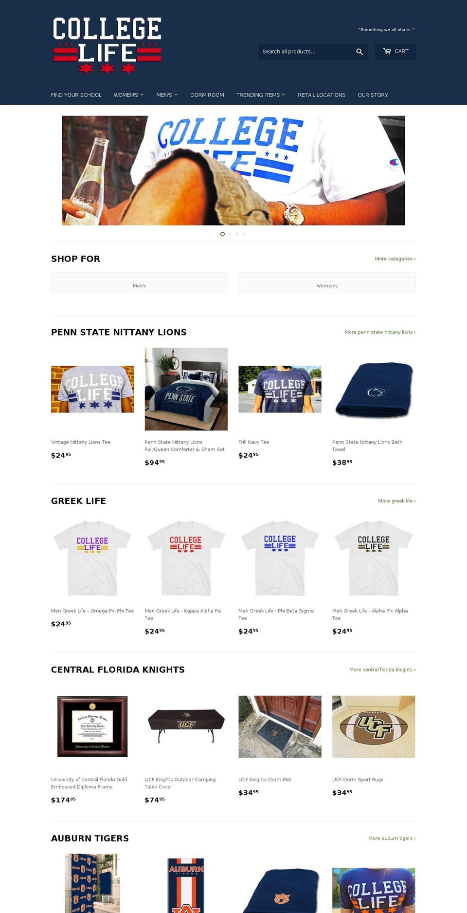 collegelifeshop.com — Shopify storefront screenshot