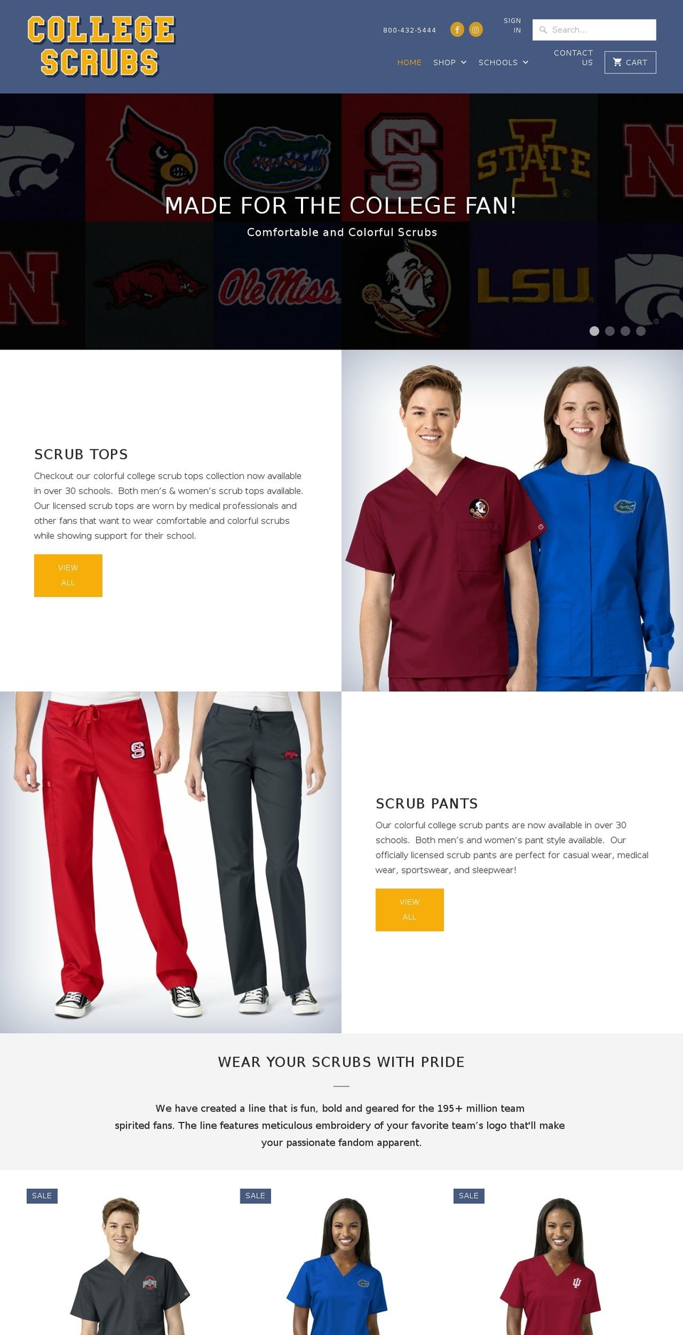 collegescrubs.com — Shopify storefront screenshot
