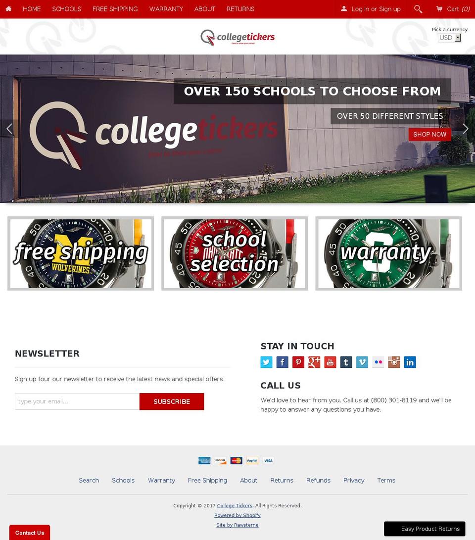 Fluid Shopify theme site example collegetickers.com