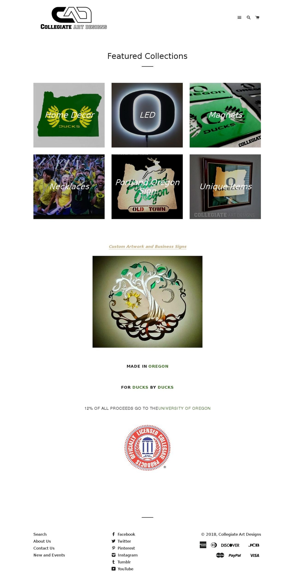 collegiateartdesign.com — Shopify storefront screenshot