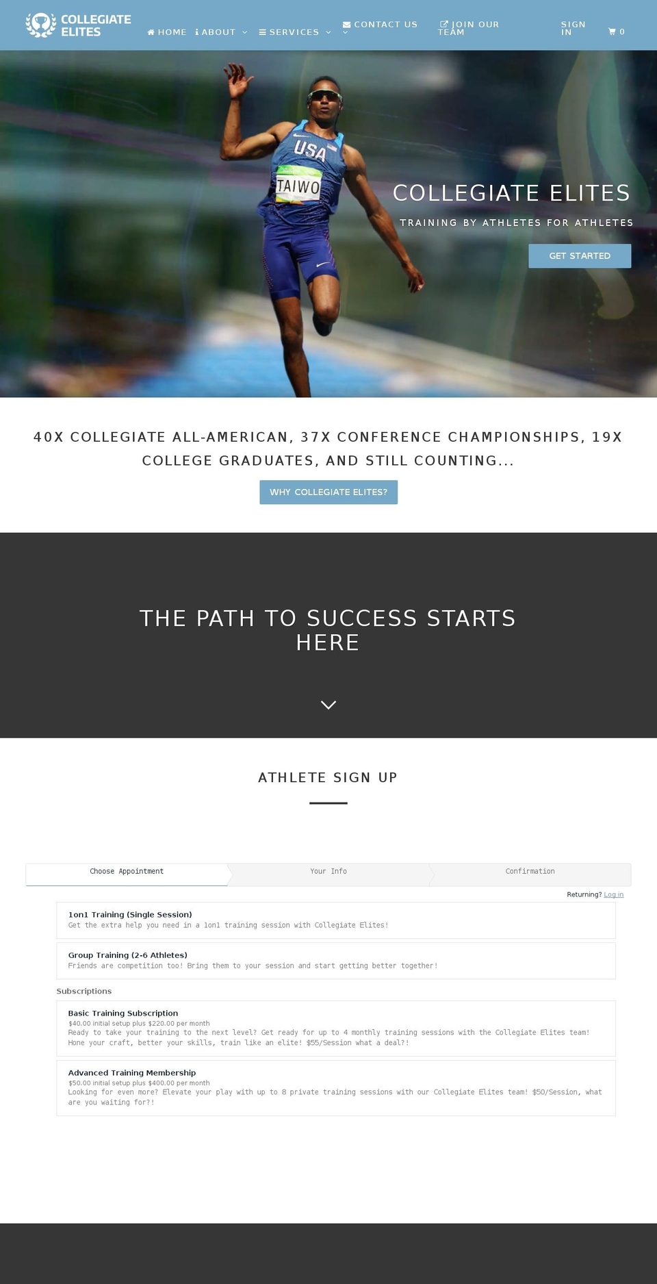 collegiateelites.com — Shopify storefront screenshot