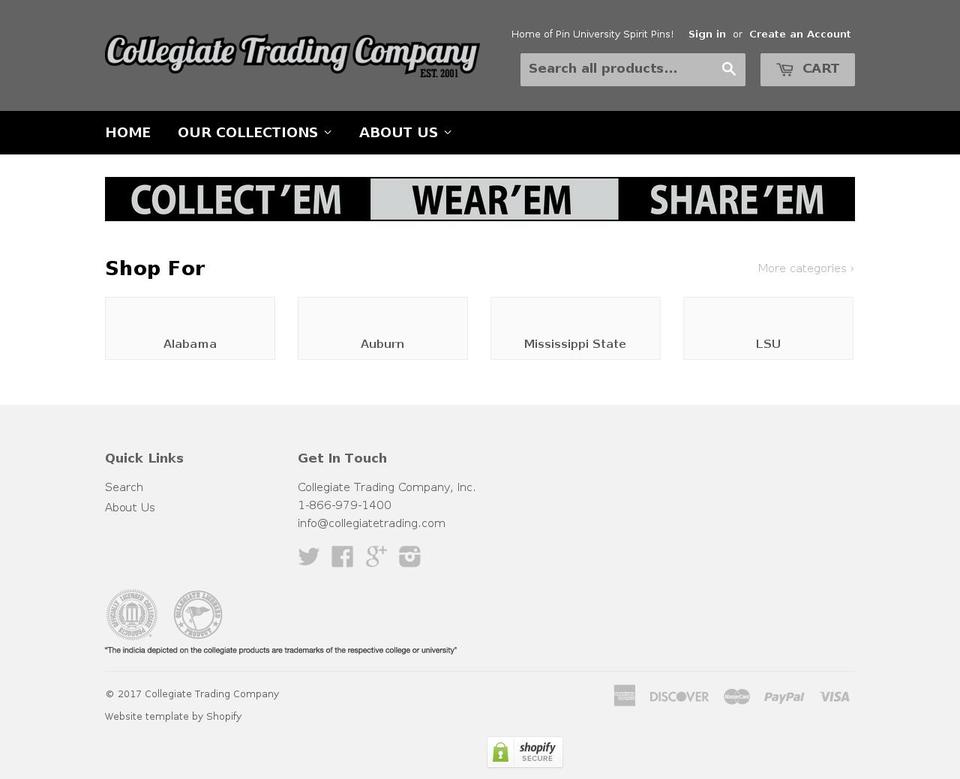 collegiatetrading.com shopify website screenshot