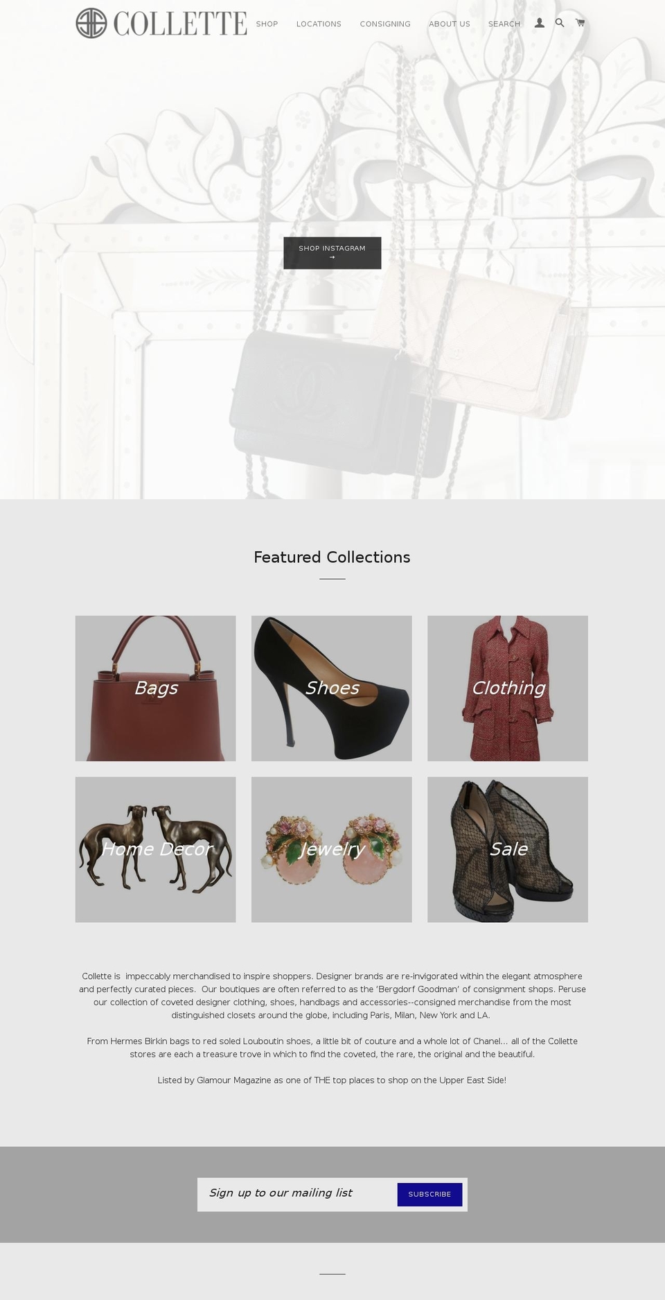 colletteconsignment.com shopify website screenshot