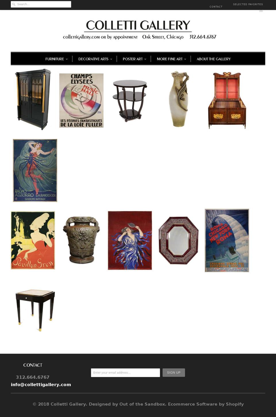collettigallerybackroom.com shopify website screenshot