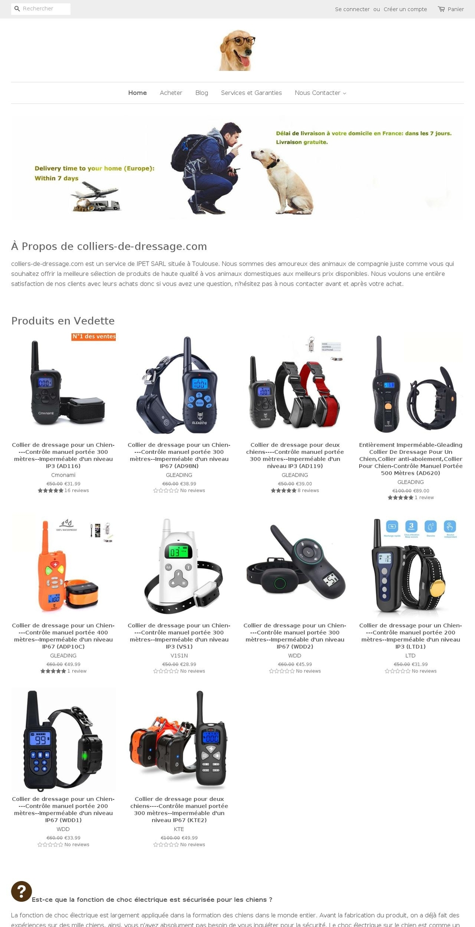 colliers-anti-aboiement.net shopify website screenshot