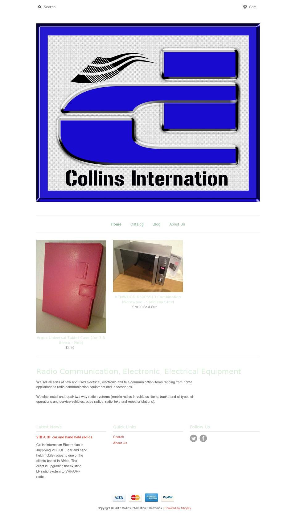 collins-inter-electronics.com shopify website screenshot
