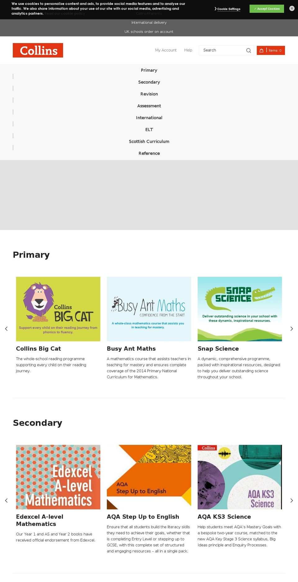 collinslearning.org shopify website screenshot