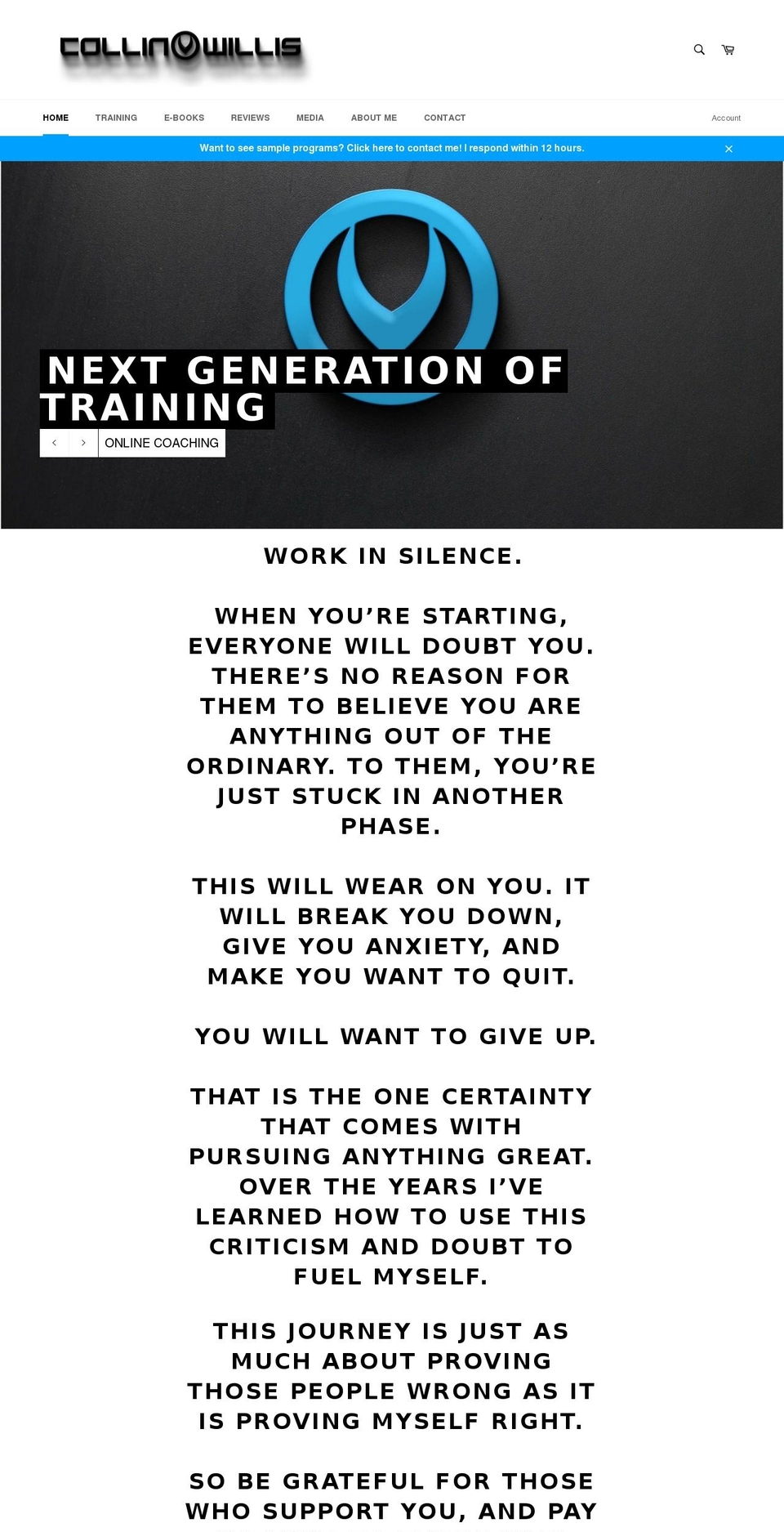 collinwillisfitness.com — Shopify storefront screenshot