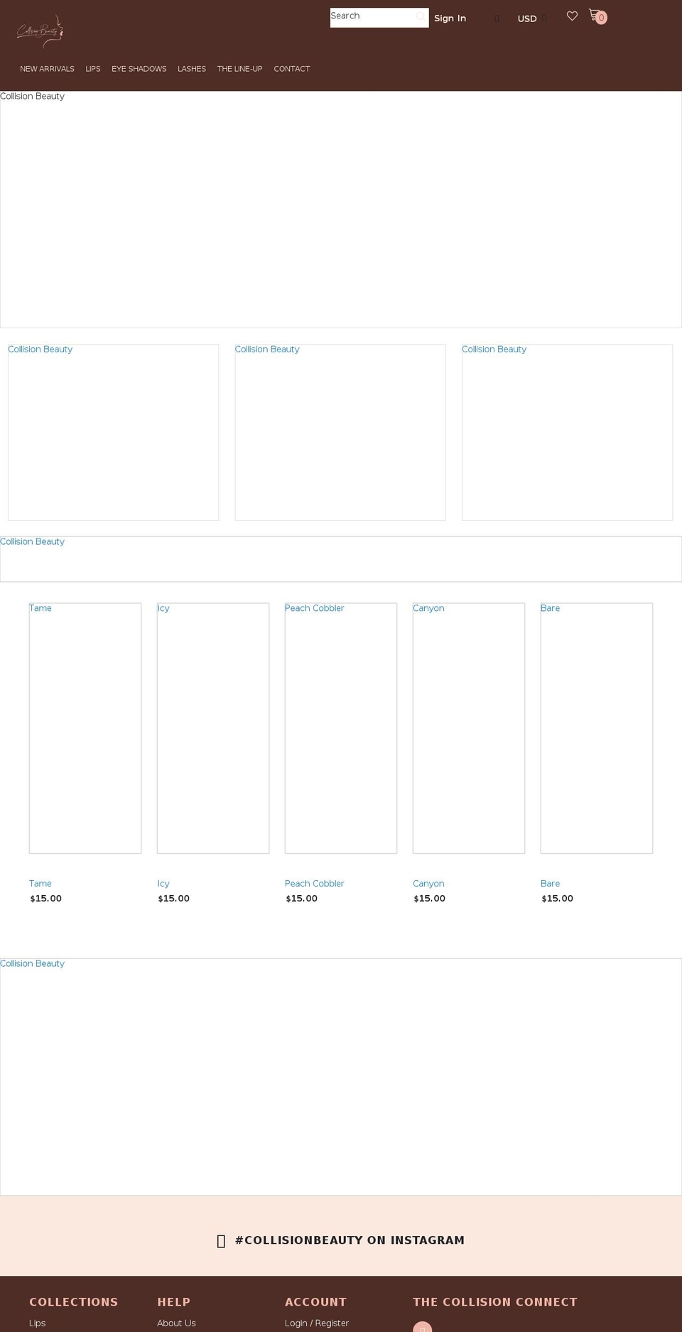 collisionbeauty.com shopify website screenshot
