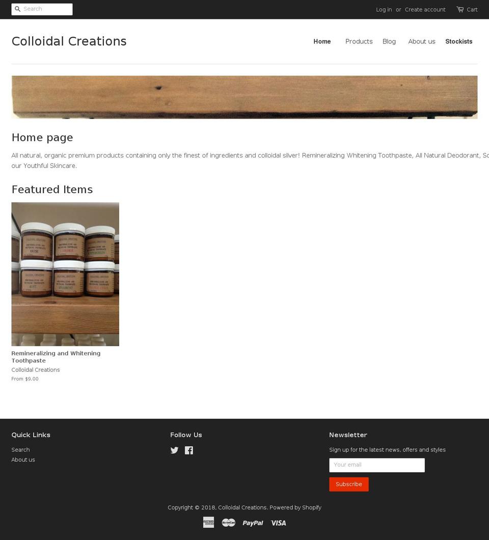 colloidalcreations.com shopify website screenshot