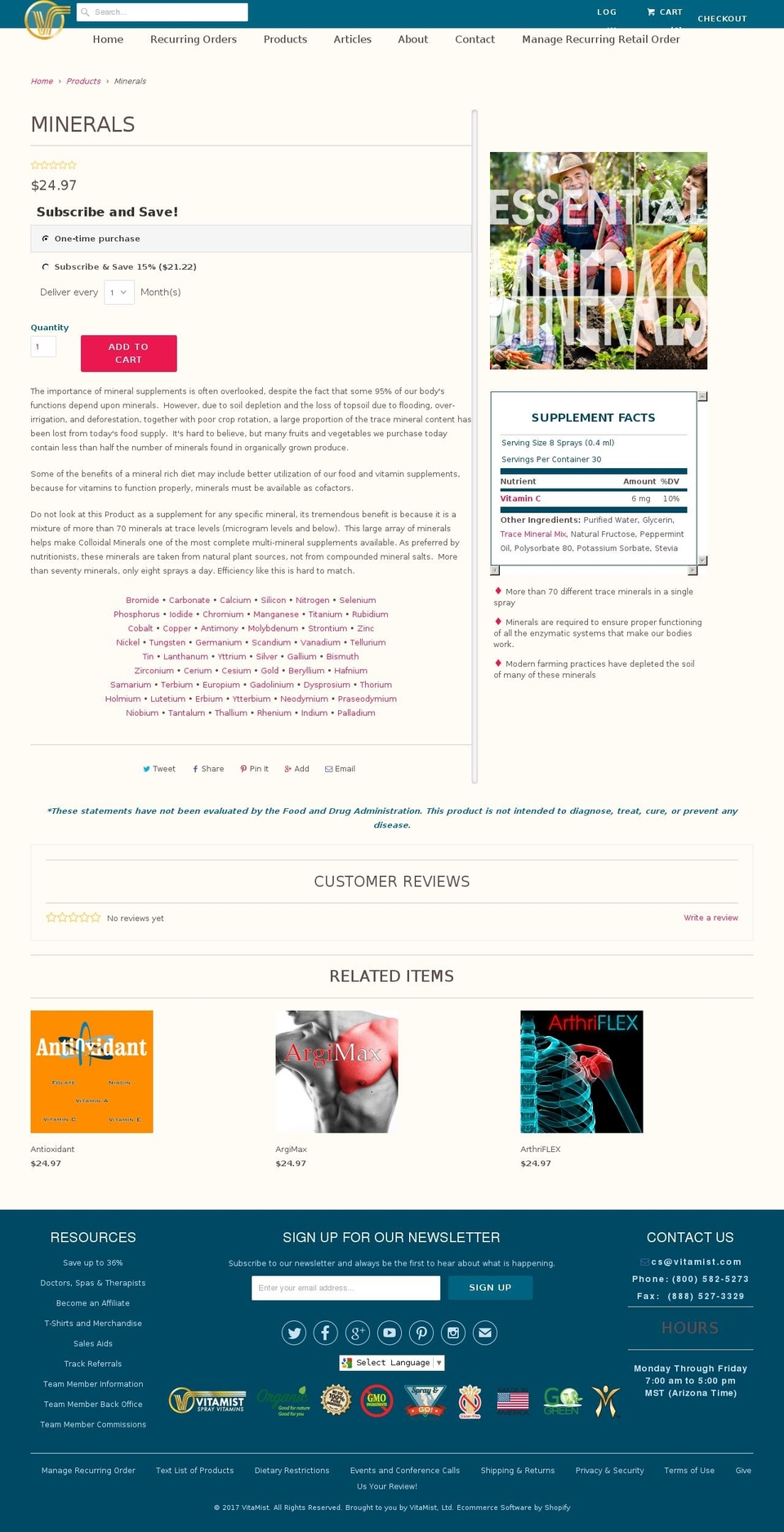 colloidalminerals.com shopify website screenshot