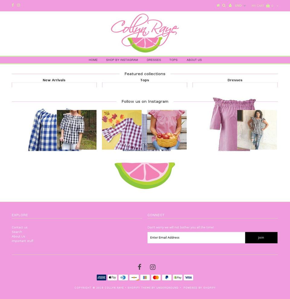 collynraye.com shopify website screenshot