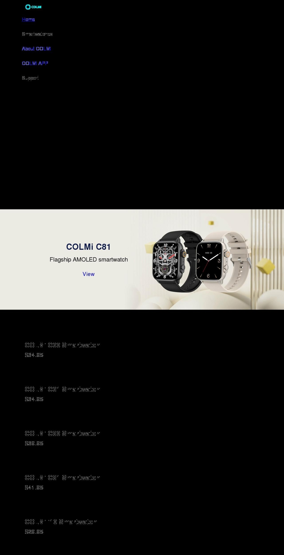 colmi.info shopify website screenshot
