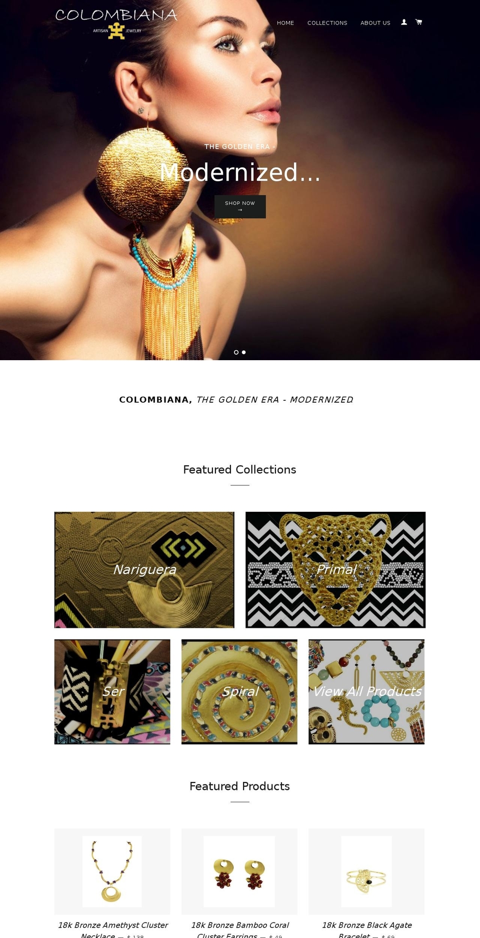 colombianajewelry.com — Shopify storefront screenshot