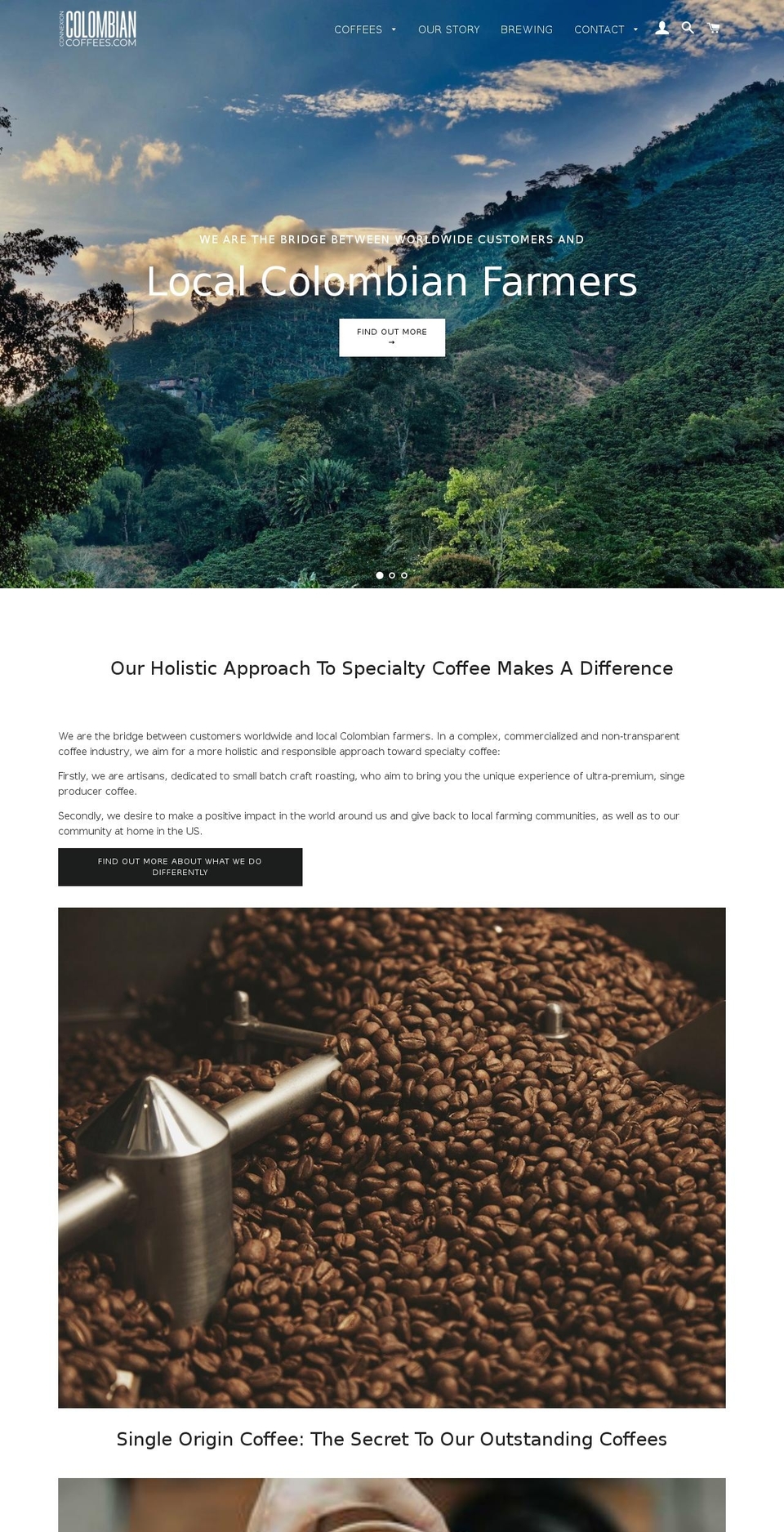 colombiancoffees.com shopify website screenshot