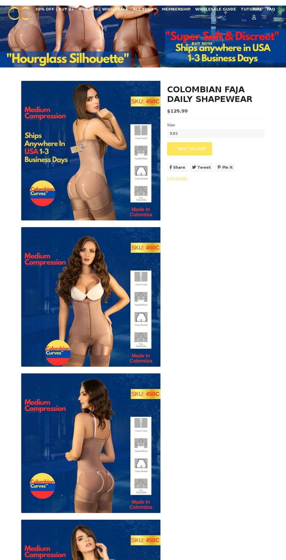 colombiancurvesco.com shopify website screenshot