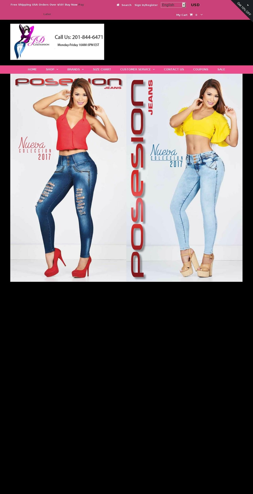 colombianjeanslevantacola.com shopify website screenshot