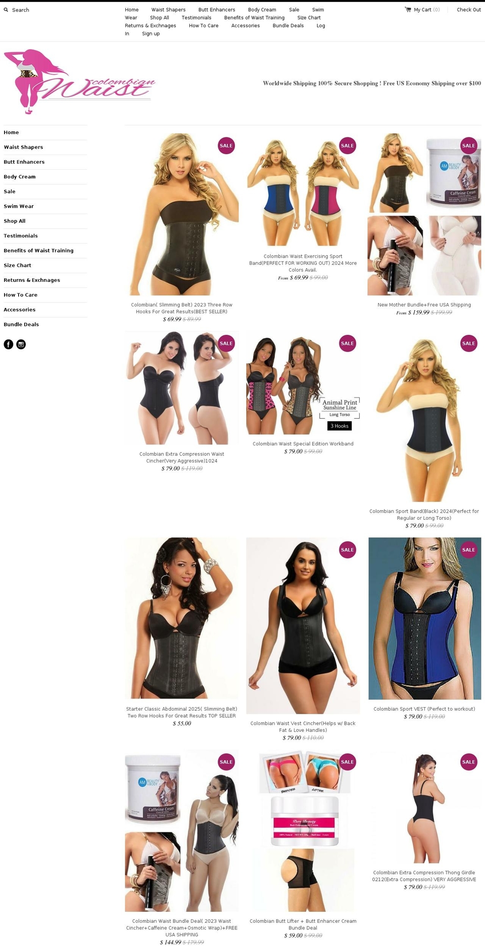 colombianwaist.com shopify website screenshot