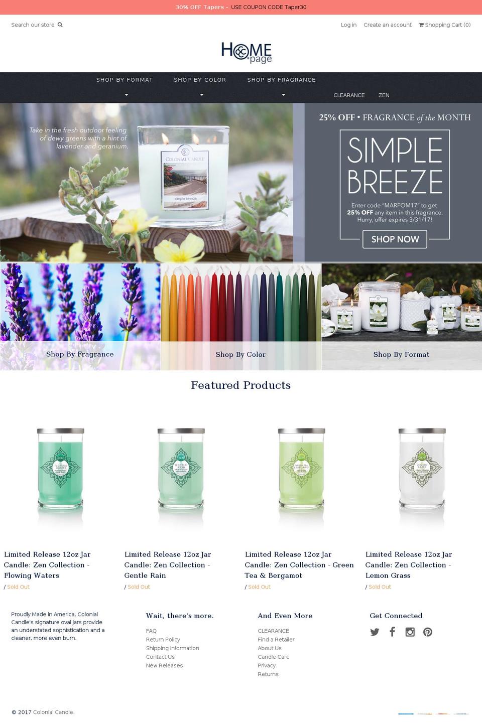 colonialcandle.com shopify website screenshot